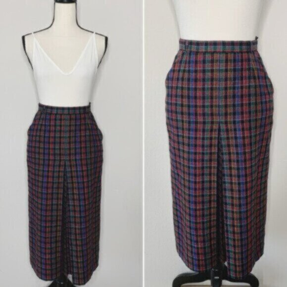 Quasimodo Vintage High Waist Plaid Midi Skirt - Picture 17 of 17